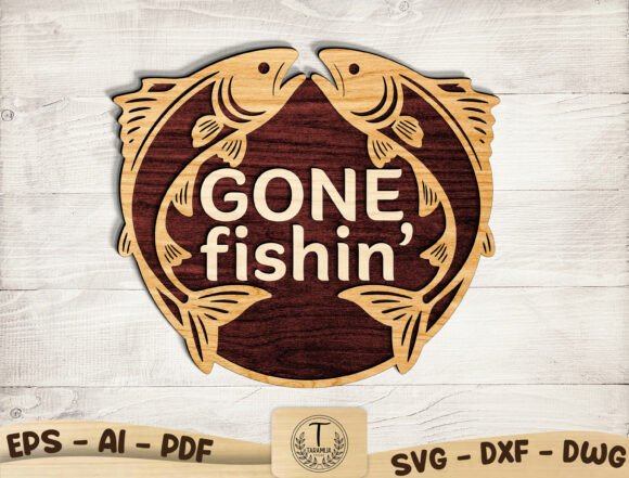 Download Gone Fishing Door Sign Laser Cut File - Laser cut file Collection