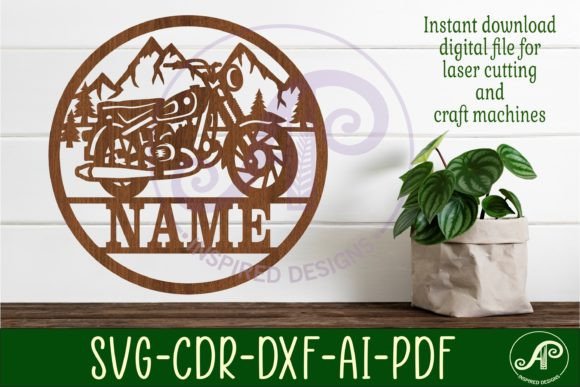Download Motorcycle Name Sign Svg Laser Cut File - Laser cut file Collection