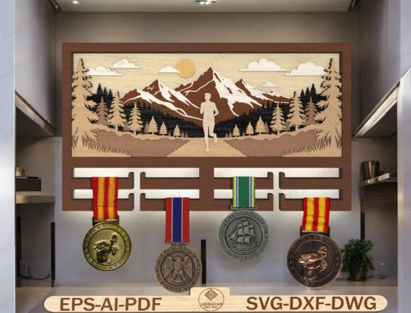 Download Running Medal Holder Laser Cut File - Laser cut file Collection