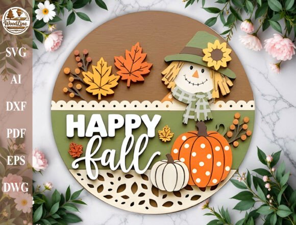 Download Happy Fall Door Sign Laser Cut File SVG - Laser cut file Collection