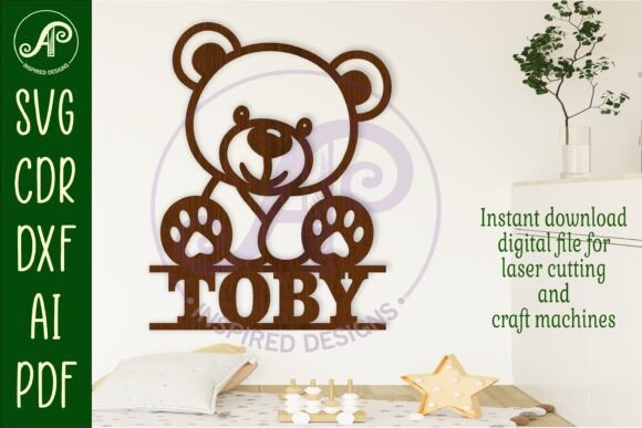 Download Teddy Bear Name Sign Svg Laser Cut File - Laser cut file Collection