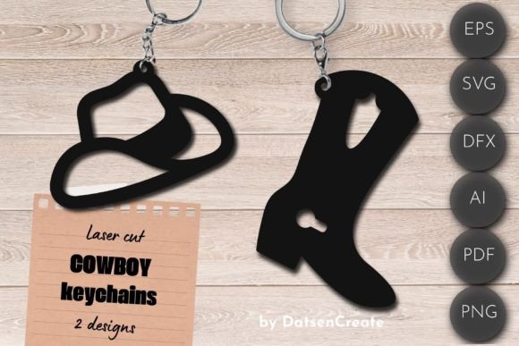 Download Western Keychain, Cowboy Laser Cut File - Laser cut file Collection