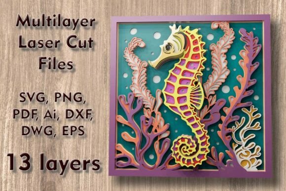Download Seahorse 3D Multilayer Laser Cut Files - Laser cut file Collection