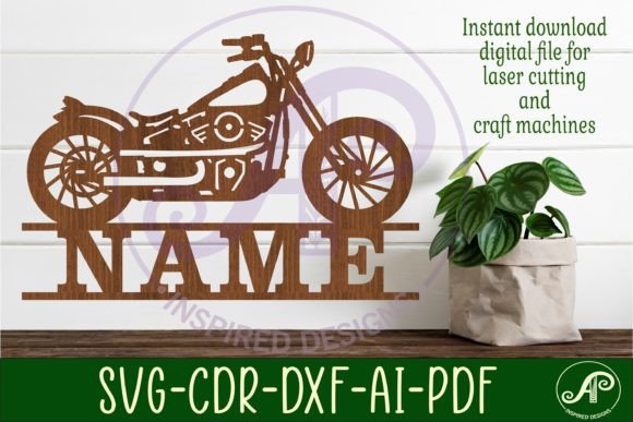 Download Motorcycle Name Sign Svg Laser Cut File - Laser cut file Collection