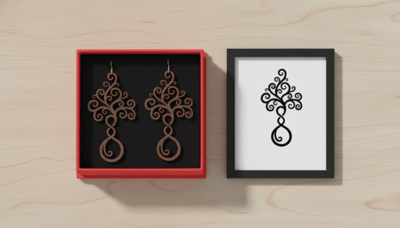 Download Swirl Tree Drop Earring Laser Cut File | - Laser cut file Collection