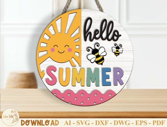 Download Hello Summer Door Hanger Laser Cut File - Laser cut file Collection