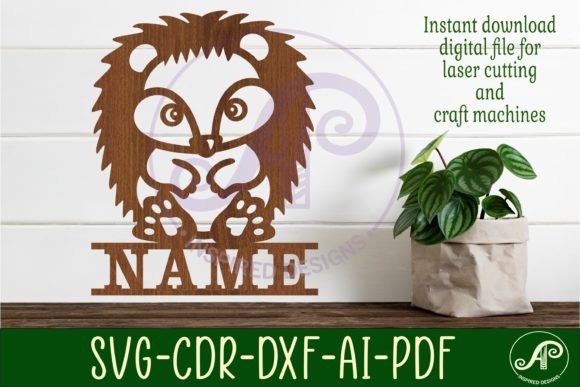 Download Hedgehog Name Sign SVG Laser Cut - Hedgehog name sign Collection