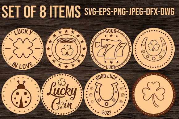 Download Lucky Coins Laser Cut Files Set - Laser cut file Collection