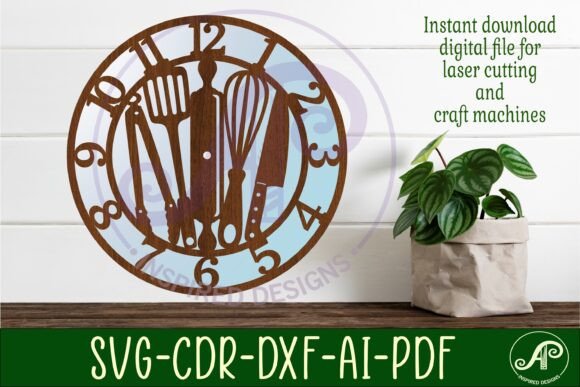 Download Kitchen Tools Wall Clock Laser Cut Files - Laser cut file Collection