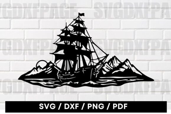 Download Pirate Ship at Sea SVG Laser Cut File - Laser cut file Collection