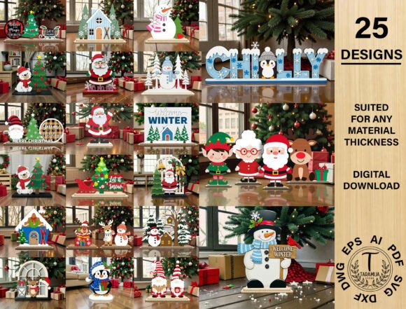 Download 25 Winter Shelf Sitter Laser Cut Files - Laser cut file Collection